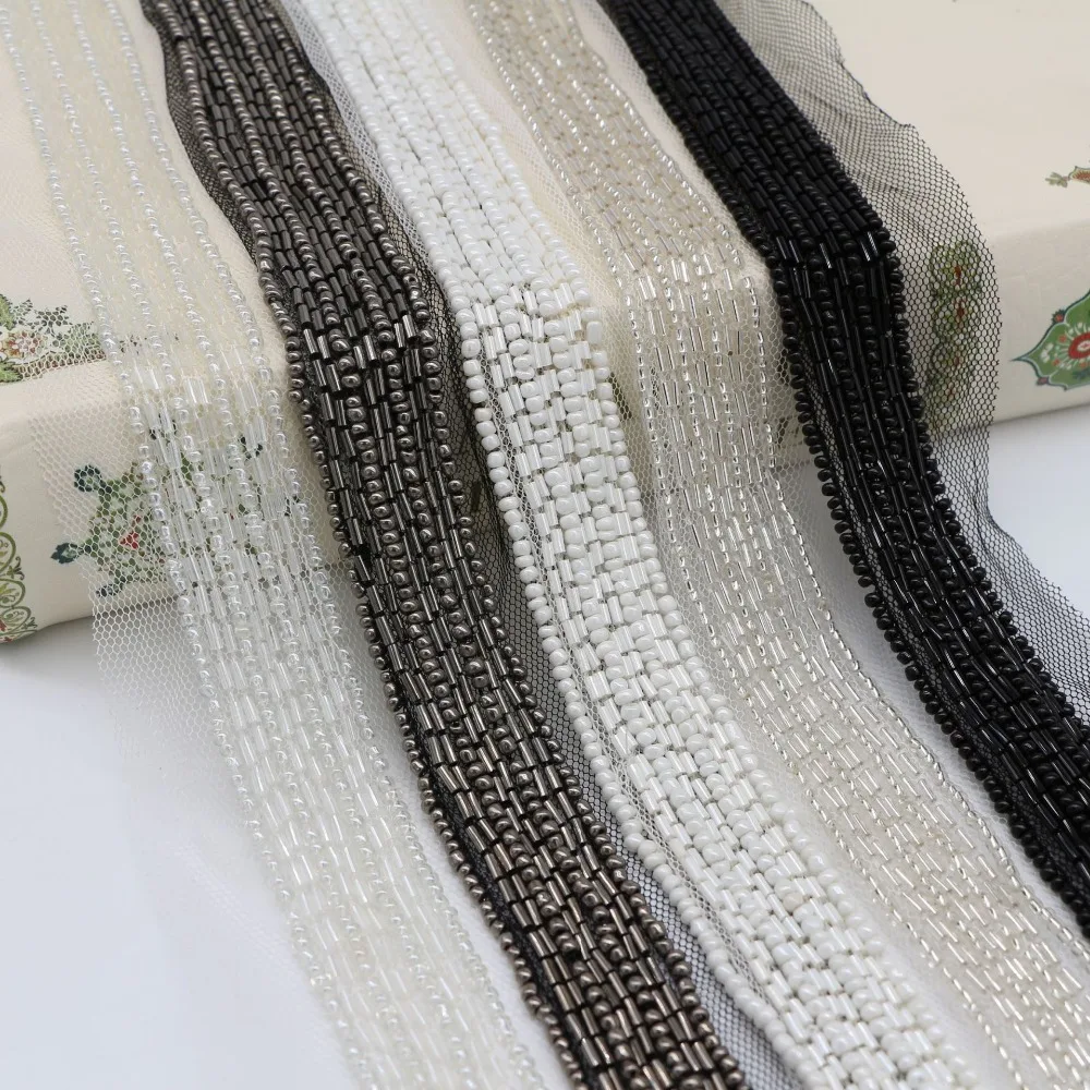 2Yards White Grey Beading Pearl Trims Beaded Ribbon For Sewing Clothing Collar Headdress Accessories Black Mesh Lace Decoration
2Yards White Grey Beading Pearl Trims Beaded Ribbon For Sewing Clothing Collar Headdress Accessories Black Mesh Lace Decoration
