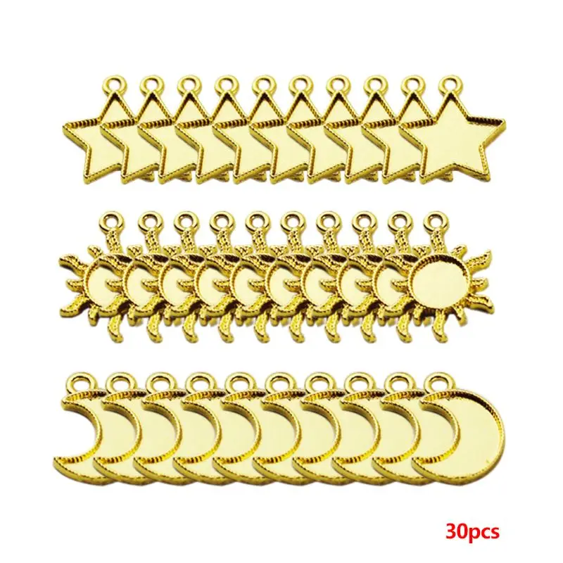 30pcs Metal Frame Star Moon Sun Pendant Open Bezel Setting Cabochon UV Resin Charm Jewelry Making Casting Craft DIY
30pcs Metal Frame Star Moon Sun Pendant Open Bezel Setting Cabochon UV Resin Charm Jewelry Making Casting Craft DIY