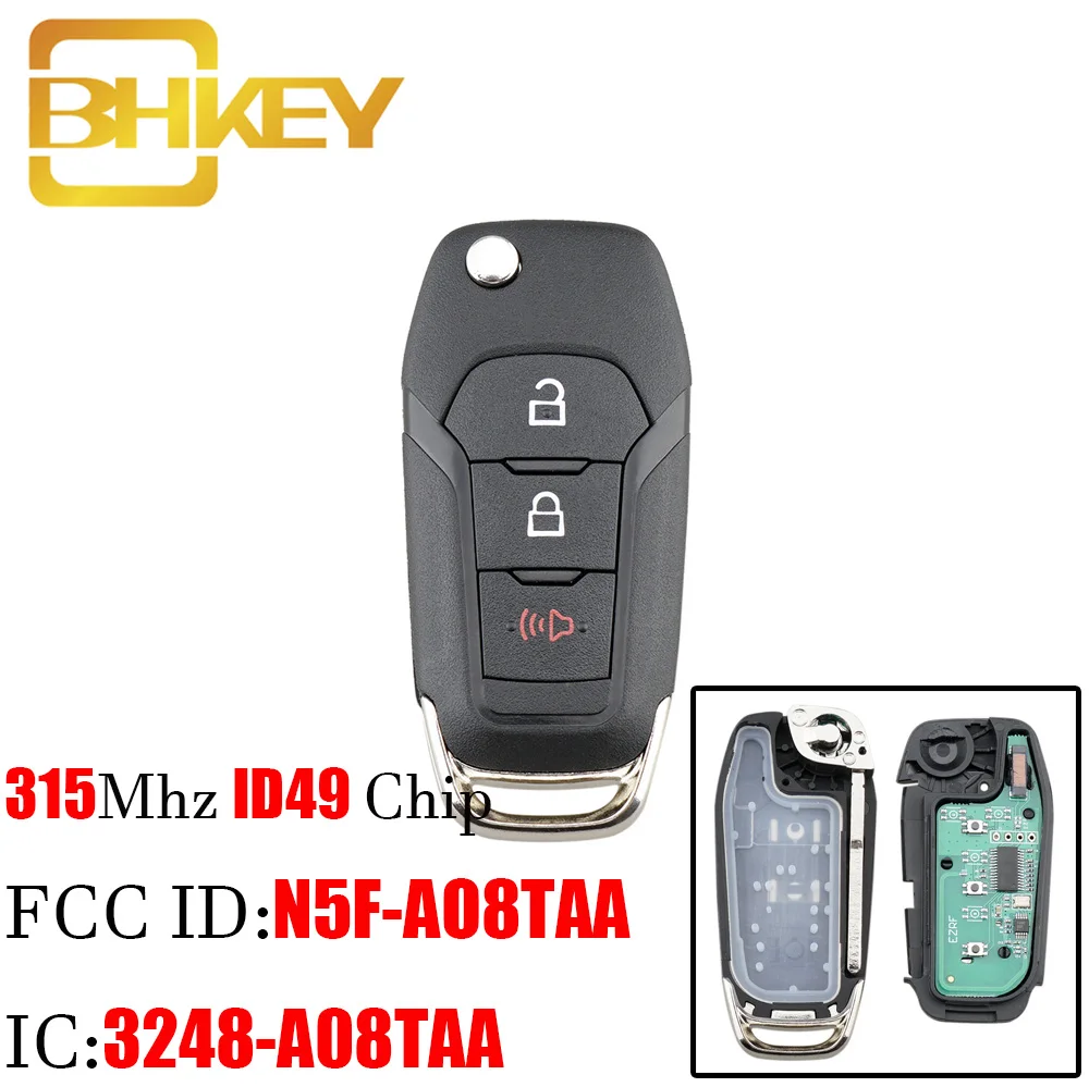BHKEY 3Buttons Remote Car key 315Mhz ID49 Chip For Ford F-Series trucks Explorer Ranger 2015-2019 For Ford N5F-A08TAA Car keys
BHKEY 3Buttons Remote Car key 315Mhz ID49 Chip For Ford F-Series trucks Explorer Ranger 2015-2019 For Ford N5F-A08TAA Car keys