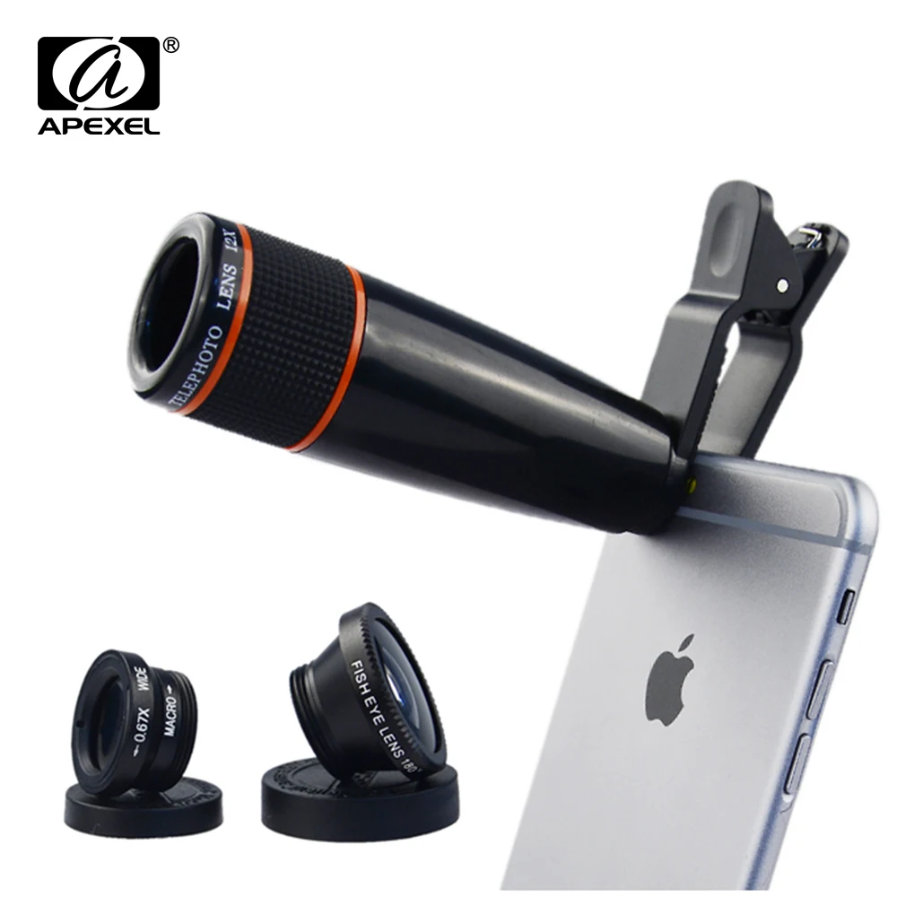 4 in 1 Clip-On 12X Telescope Zoom Optical Lens with FishEye Lens and Macro&Wide Lens for iPhone 6S plus Samsung Xiaomi APL-12X85
4 in 1 Clip-On 12X Telescope Zoom Optical Lens with FishEye Lens and Macro&Wide Lens for iPhone 6S plus Samsung Xiaomi APL-12X85