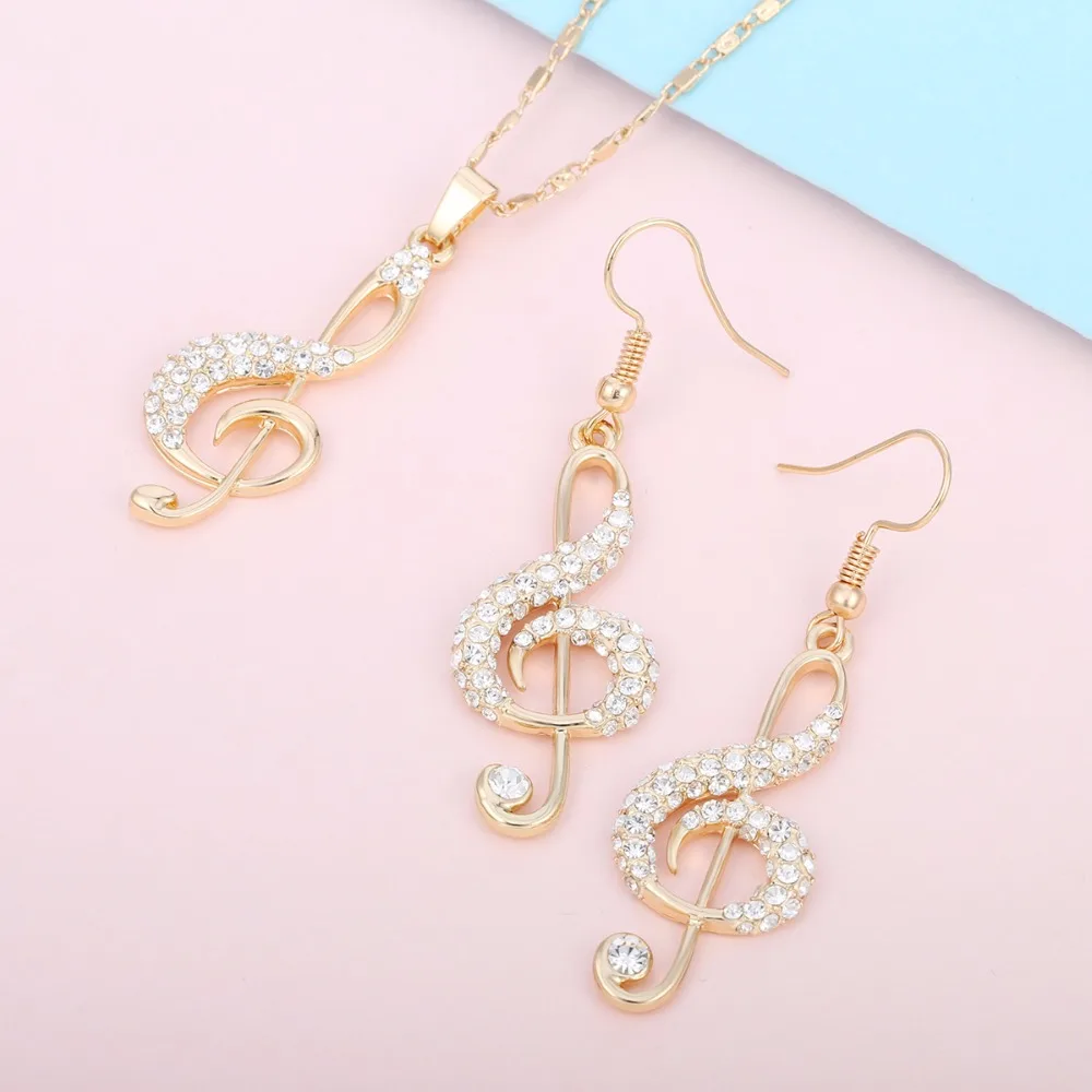 Crystal Gold Music Note Crystal Pendant Necklace Sets Music Fans Fashion Jewelry Gift Clavicle Choker Necklace For Women
Crystal Gold Music Note Crystal Pendant Necklace Sets Music Fans Fashion Jewelry Gift Clavicle Choker Necklace For Women
