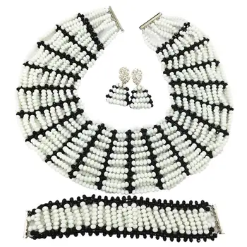 White Black Crystal Beads Jewelry Set Nigerian Wedding African Necklace Jewelry Set Bridal Party Jewelry Sets SXK018
White Black Crystal Beads Jewelry Set Nigerian Wedding African Necklace Jewelry Set Bridal Party Jewelry Sets SXK018