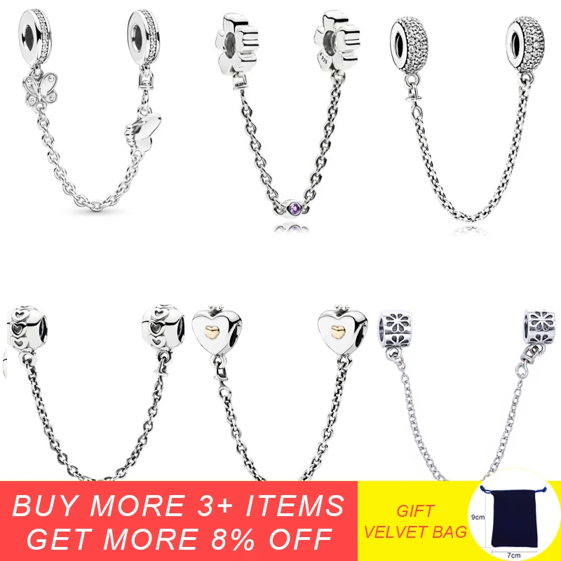 925 Sterling Silver Multi Style Band of Hearts Safety Chain Charms Fit Original Pandora Charm Bracelet DIY Women Jewelry
925 Sterling Silver Multi Style Band of Hearts Safety Chain Charms Fit Original Pandora Charm Bracelet DIY Women Jewelry