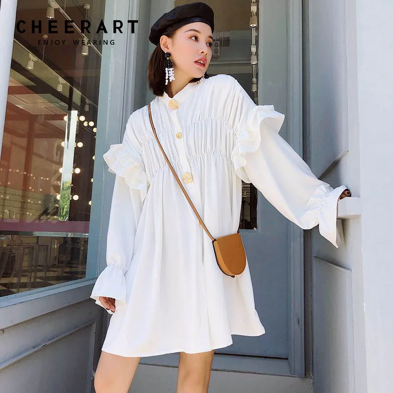 Cheerart Baroque White Ruffle Dress Women Plus Size Loose Vintage Mini Long Sleeve Dress Robe Femme Autumn 2018
Cheerart Baroque White Ruffle Dress Women Plus Size Loose Vintage Mini Long Sleeve Dress Robe Femme Autumn 2018
