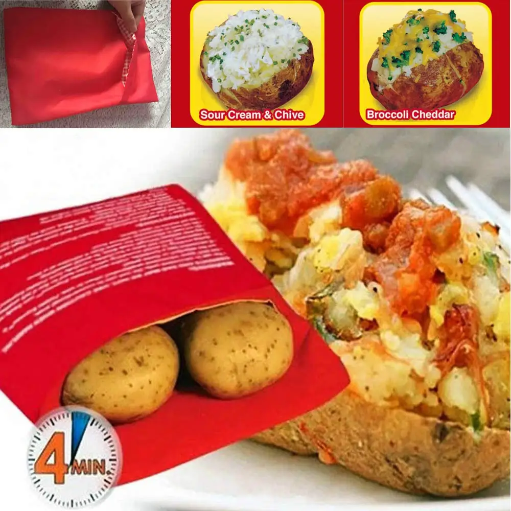 W Red 1 pc new red Washable Cooker Bag Baked Potato Microwave Cooking Potato Quick Fast (cooks 4 potatoes at once)
W Red 1 pc new red Washable Cooker Bag Baked Potato Microwave Cooking Potato Quick Fast (cooks 4 potatoes at once)