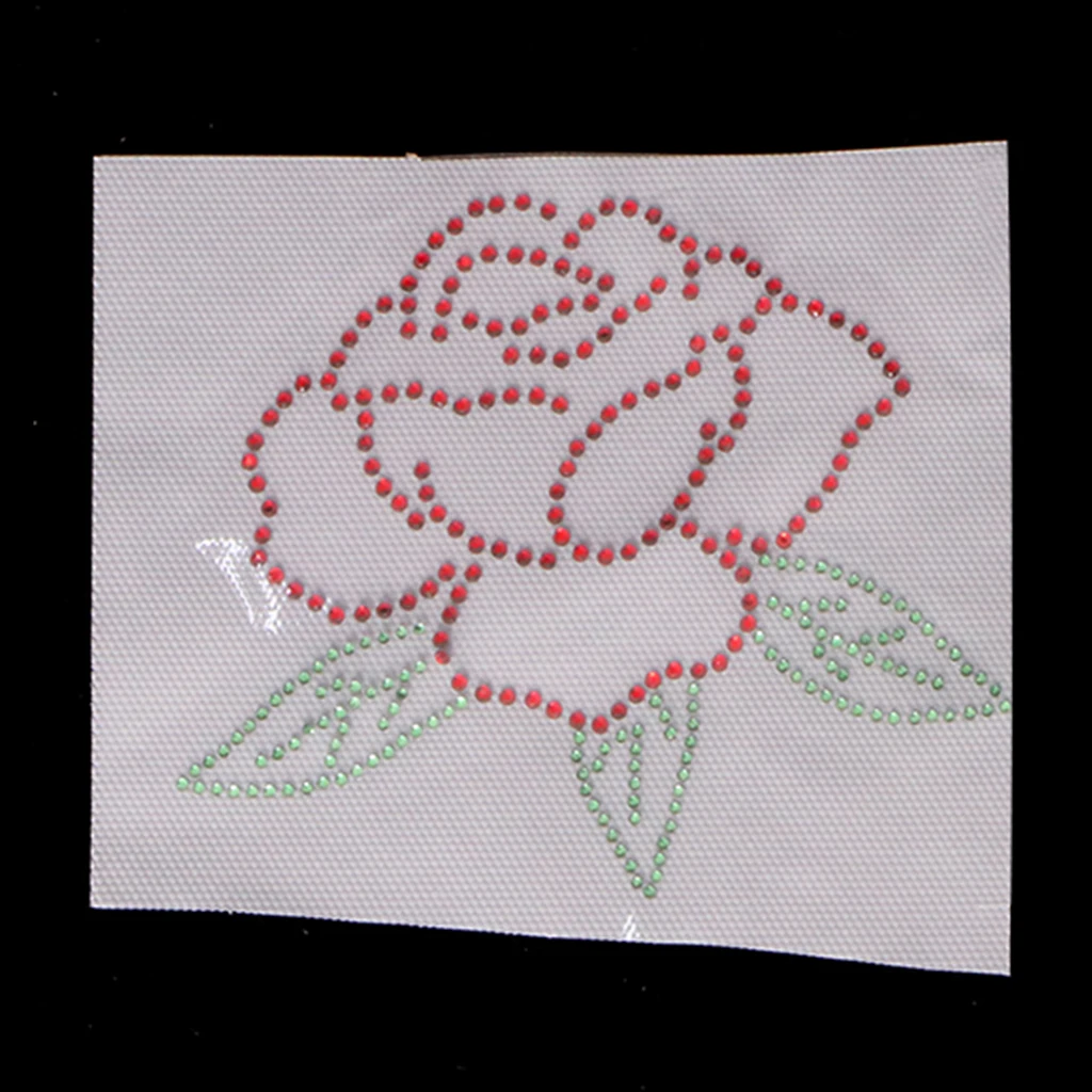 2Pcs Rose Flower Iron On Rhinestone Pattern Decorative Applique Patch DIY 2Pcs Rose Flower Iron On Rhinestone Pattern Decorative Applique Patch DIY