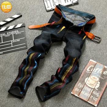 New Men's Jeans Cotton Full length Brand Personality Fashion Black pocket Painted Ink Slim Straight Long Pants Size 29-36 38
New Men's Jeans Cotton Full length Brand Personality Fashion Black pocket Painted Ink Slim Straight Long Pants Size 29-36 38