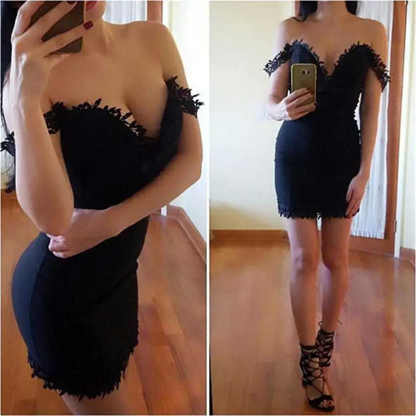 Sexy Women Sumemr Lace Sleeveless Strapless Dress Night Party Off Shoulder Short Mini Dress Black
Sexy Women Sumemr Lace Sleeveless Strapless Dress Night Party Off Shoulder Short Mini Dress Black