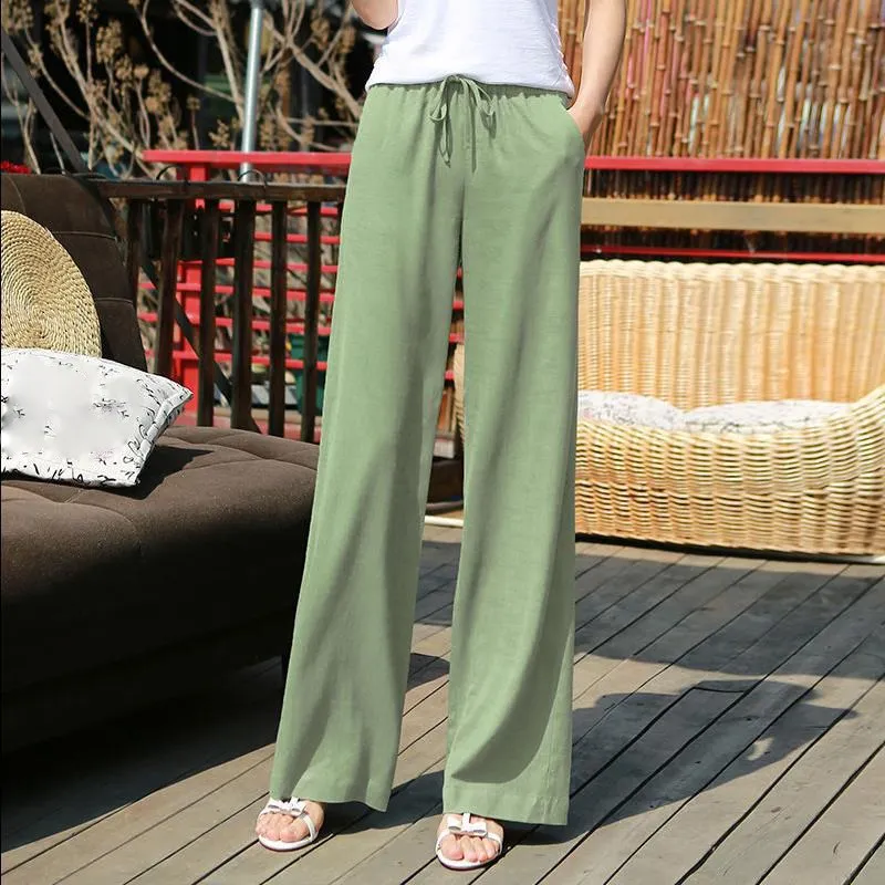 Spring Summer Women Korean Loose Sashes Pants Fashion Casual Linen Long Pants Elastic High Waist Plus Size Pants 
Spring Summer Women Korean Loose Sashes Pants Fashion Casual Linen Long Pants Elastic High Waist Plus Size Pants