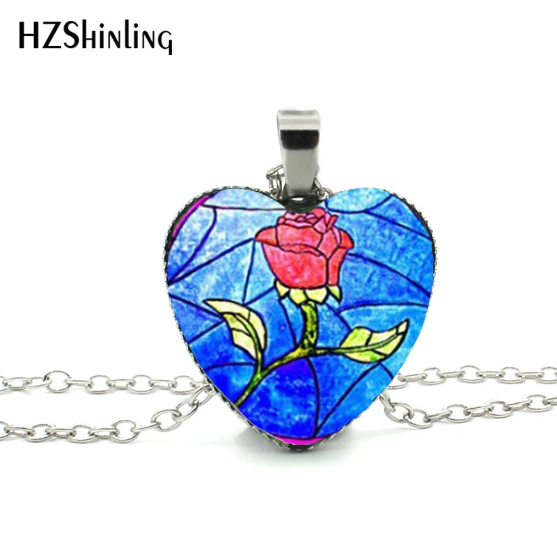New Beauty and the Beast Heart Necklace Red Rose Heart Pendant Beauty Jewelry Women Heart Shaped Necklace HZ3
New Beauty and the Beast Heart Necklace Red Rose Heart Pendant Beauty Jewelry Women Heart Shaped Necklace HZ3
