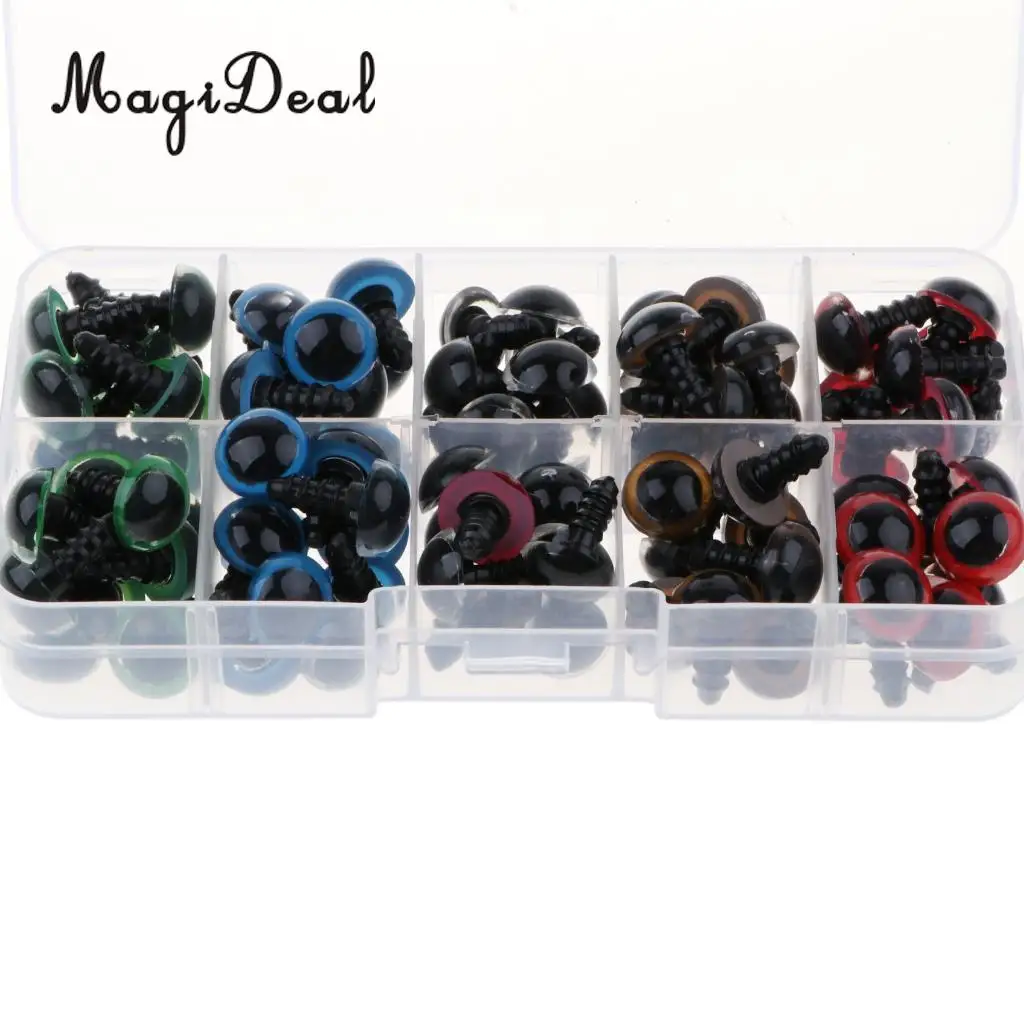 100 Piece Multi-Color Glass Eyes W/ Washers Kits For Doll DIY Making 8mm/10mm/12mm
