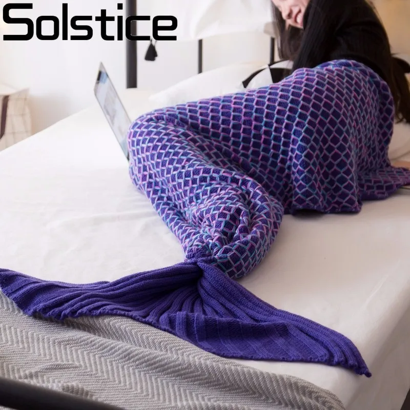 

Solstice Blanket Yarn Knitted Mermaid Tail Blanket Handmade Crochet Very Soft For Home Sofa Sleeping Bag Kids Adult Sleeping Bag