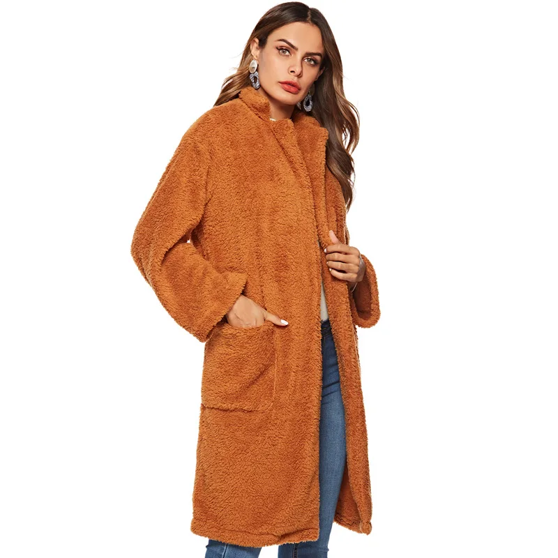 Women Autumn Winter Wool Blends Lamb Faux Fur Long Jacket Coats Pocket Female Thick Warm Solid Teddy Fleece Soft Plush Outerwear
Women Autumn Winter Wool Blends Lamb Faux Fur Long Jacket Coats Pocket Female Thick Warm Solid Teddy Fleece Soft Plush Outerwear