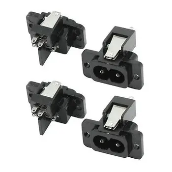 4 Pcs Black Plastic IEC320 Inlet C8 Power Adapter AC 250V 7A 
4 Pcs Black Plastic IEC320 Inlet C8 Power Adapter AC 250V 7A