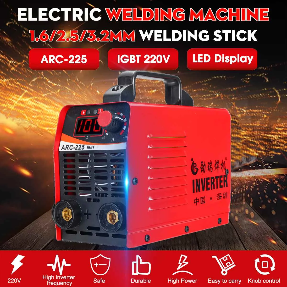Upgraded 10-225A ARC-225 IGBT Copper Electric Welding Machine MMA Portable Welding Inverter With Digita Display
Upgraded 10-225A ARC-225 IGBT Copper Electric Welding Machine MMA Portable Welding Inverter With Digita Display