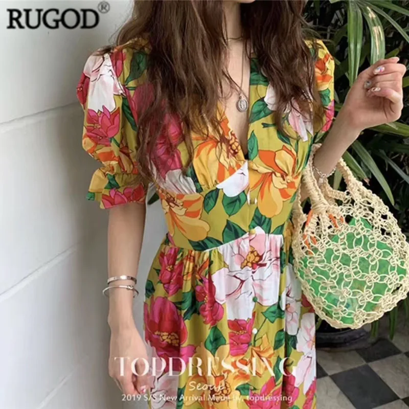 RUGOD Chic Big Flower Print A-line Dress Women 2019 Summer Elegant V Neck Split Midi Dress Temperamental Beach Dress Vestidos
RUGOD Chic Big Flower Print A-line Dress Women 2019 Summer Elegant V Neck Split Midi Dress Temperamental Beach Dress Vestidos