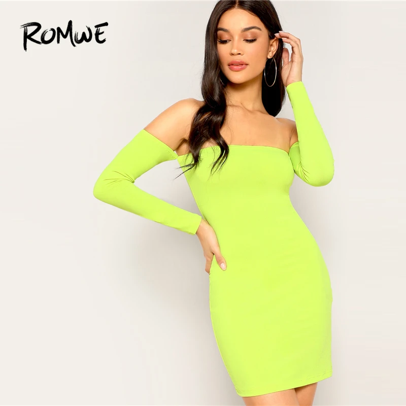 ROMWE Off Shoulder Neon Yellow Solid Bodycon Dress Nice Spring Slash Neck Mini Dress 2019 Chic Great Sexy Women New Dress
ROMWE Off Shoulder Neon Yellow Solid Bodycon Dress Nice Spring Slash Neck Mini Dress 2019 Chic Great Sexy Women New Dress