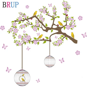 Romantic Pink Flower Tree Wall Sticker Birdcage Home Decor Butterfly House Decoration Art Stikers Muraux Bedroom Decor Removable
Romantic Pink Flower Tree Wall Sticker Birdcage Home Decor Butterfly House Decoration Art Stikers Muraux Bedroom Decor Removable