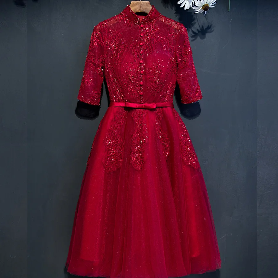 Vestidos de madrinha 2019 new lace beading high neck long sleeved Aline tea burgundy bridesmaid dresses real photos plus size
Vestidos de madrinha 2019 new lace beading high neck long sleeved Aline tea burgundy bridesmaid dresses real photos plus size