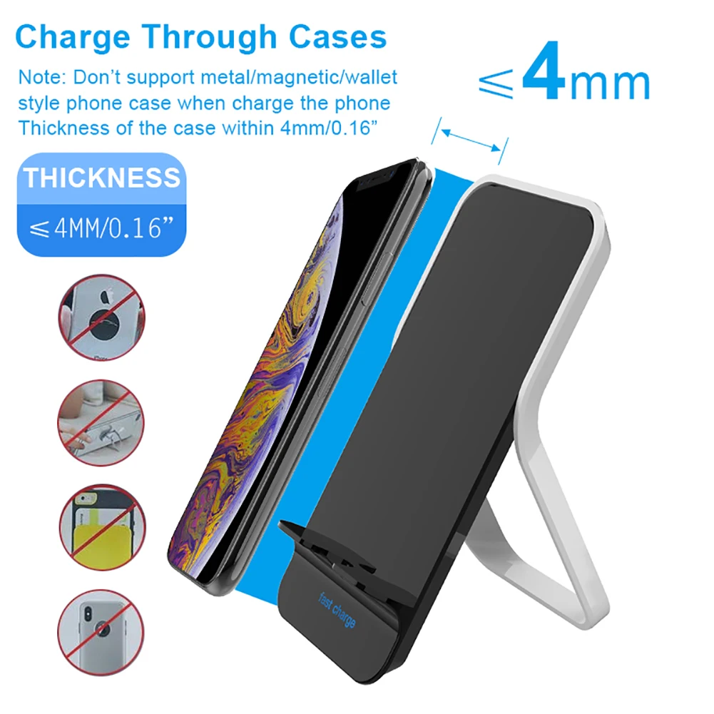 

10W Qi Wireless Charger Vertical Holder Stand Fast Charging for Samsung S10 S9 S8 For iPhone XR/XS/Max/XS/X/8/8 Plus