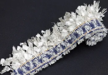 

40yard Craft Deep Blue with Gold Thread Braided Trimming Decorated Ribbon Trim Sew On Trim30mm T536