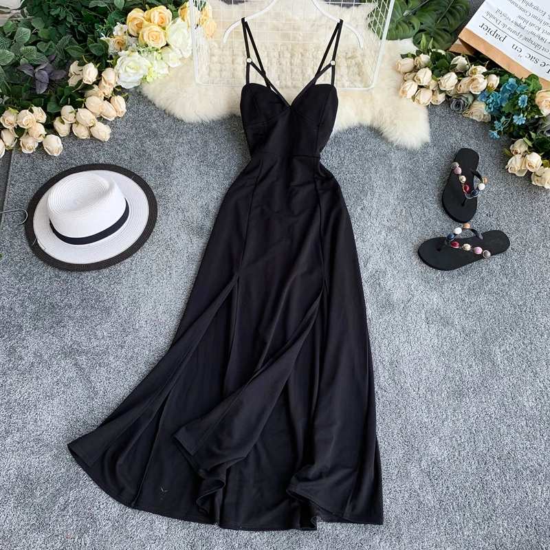 Thai Holiday Dress Women Sexy Maxi V-neck Summer Dress 2019 Chiffon Backless Laides Slim Causal Beach Solid Black Boho Dresses
Thai Holiday Dress Women Sexy Maxi V-neck Summer Dress 2019 Chiffon Backless Laides Slim Causal Beach Solid Black Boho Dresses