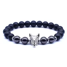 2019 New Fashion Men Jewelry Wolf head Charm Bracelet 8mm Black Stone With Hematite beads Bracelet for Men Armband Heren
2019 New Fashion Men Jewelry Wolf head Charm Bracelet 8mm Black Stone With Hematite beads Bracelet for Men Armband Heren