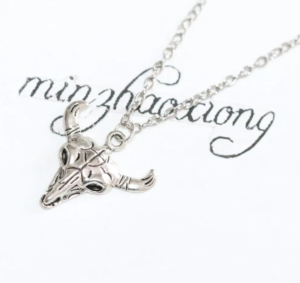 New Vintage Charms Fashion Antique Silver Alloy Horned God Cow/Bull Wicca Pagan Pendant Chain Necklace Jewelry Gift (10 pcs) 
New Vintage Charms Fashion Antique Silver Alloy Horned God Cow/Bull Wicca Pagan Pendant Chain Necklace Jewelry Gift (10 pcs)