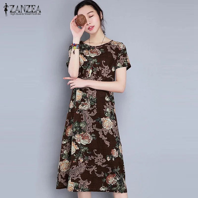 ZANZEA Women Dress 2019 Summer Vintage Print Dresses Oversized Casual Loose Mid-calf O Neck Short Sleeve Vestidos Plus Size
ZANZEA Women Dress 2019 Summer Vintage Print Dresses Oversized Casual Loose Mid-calf O Neck Short Sleeve Vestidos Plus Size