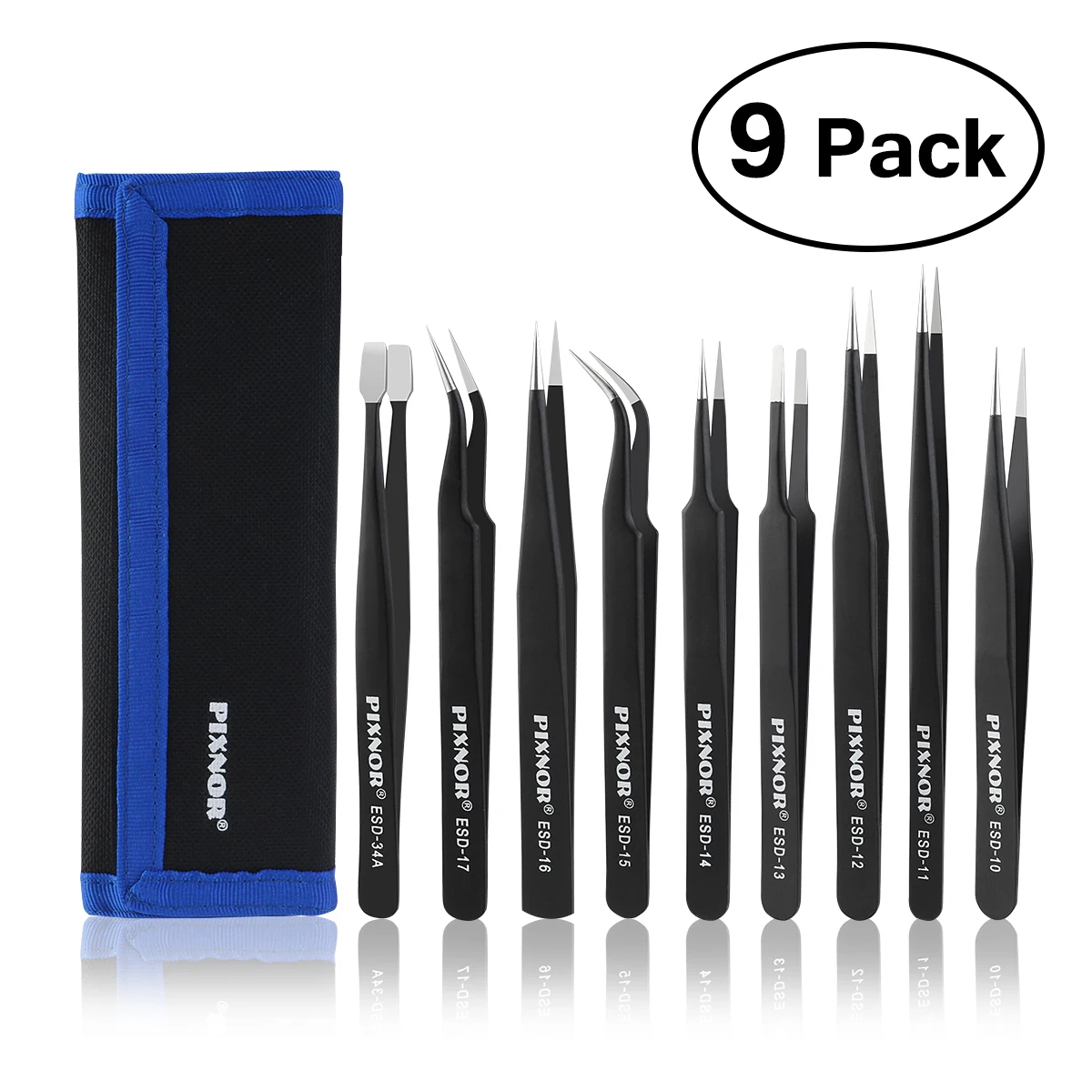 PIXNOR 9pcs Premium Anti-static ESD Stainless Steel Tweezers Set with Case Electronics Jewelry-making Laboratory Work Hobbies
PIXNOR 9pcs Premium Anti-static ESD Stainless Steel Tweezers Set with Case Electronics Jewelry-making Laboratory Work Hobbies