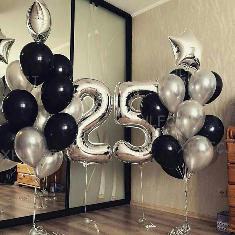 25pcs/lot 40inch Silver Number 25 Balloons Adult Birthday Party Decorations Kids Star Black Latex Helium Ballon Anniversary ball
25pcs/lot 40inch Silver Number 25 Balloons Adult Birthday Party Decorations Kids Star Black Latex Helium Ballon Anniversary ball