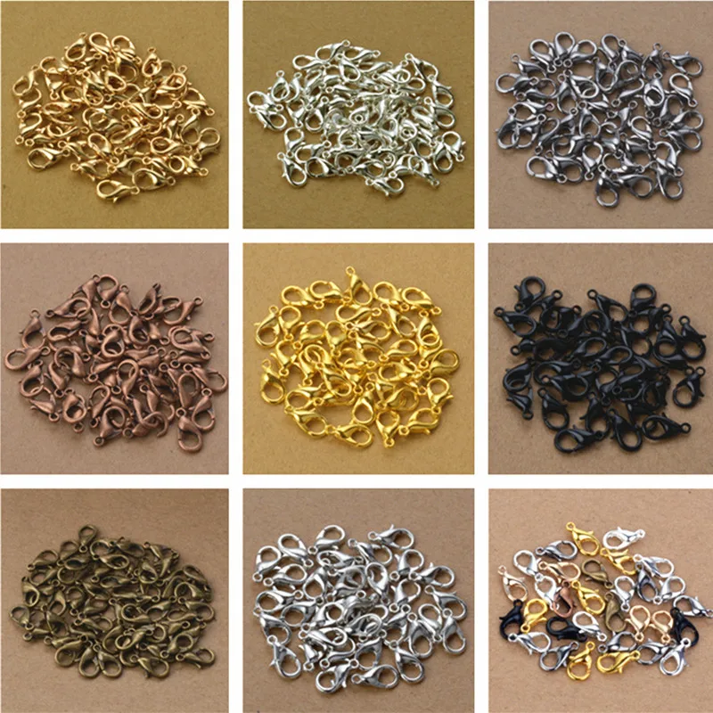 50pcs 10mm 12mm Black/Gunblack/Rose Gold/Rhodium/Bronze/Gold/Silver Tone Alloy Lobster clasp Hooks for Jewelry Findings
50pcs 10mm 12mm Black/Gunblack/Rose Gold/Rhodium/Bronze/Gold/Silver Tone Alloy Lobster clasp Hooks for Jewelry Findings