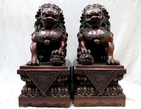 xd 001777 17" China huge red bronze fine workmanship beautiful Foo Dogs Lions Pair Statues
xd 001777 17" China huge red bronze fine workmanship beautiful Foo Dogs Lions Pair Statues