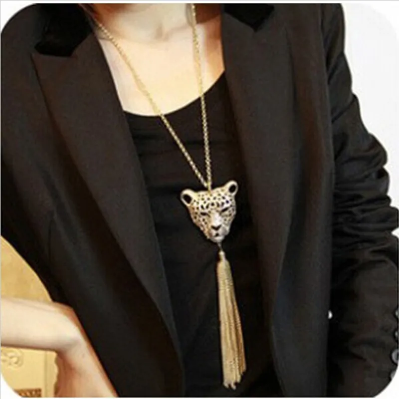Fashion Retro Leopard Head Tassel Long Sweater Chain Lanyards Women Necklace Jewelry 4ND175
Fashion Retro Leopard Head Tassel Long Sweater Chain Lanyards Women Necklace Jewelry 4ND175