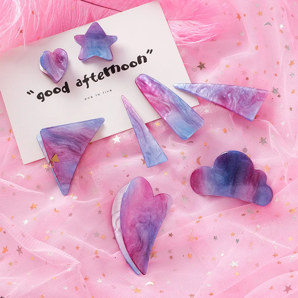 Japanese Korean Fashion Headwear Dream Starry Sky Gripper Geometric Star Heart Triangle Hair Claws for Girl Woman Accessories
Japanese Korean Fashion Headwear Dream Starry Sky Gripper Geometric Star Heart Triangle Hair Claws for Girl Woman Accessories