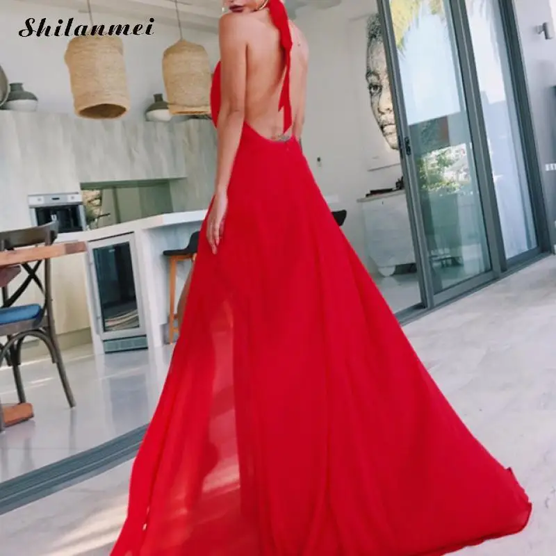 Floor Length Halter Red Long Dress Women Sexy Slit Backless Sleeveless Vestidos Off Shoulder Party Club Summer Maxi Dresses
Floor Length Halter Red Long Dress Women Sexy Slit Backless Sleeveless Vestidos Off Shoulder Party Club Summer Maxi Dresses
