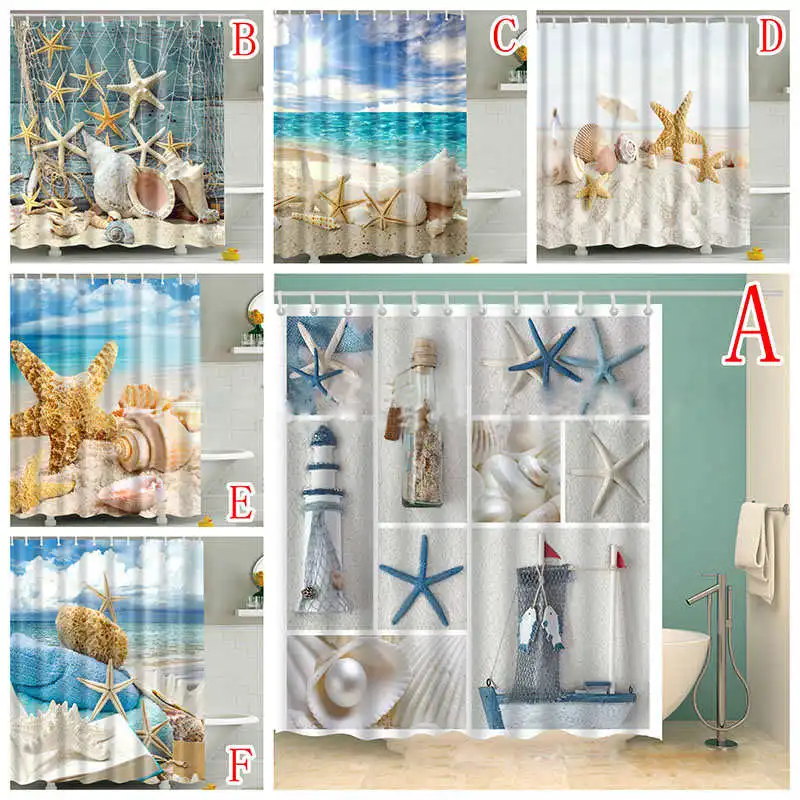Waterproof Shower Curtain Wave Beach Conch Starfish Shell Polyester Washable Landscape Bath Curtains Bathroom Decor D
Waterproof Shower Curtain Wave Beach Conch Starfish Shell Polyester Washable Landscape Bath Curtains Bathroom Decor D