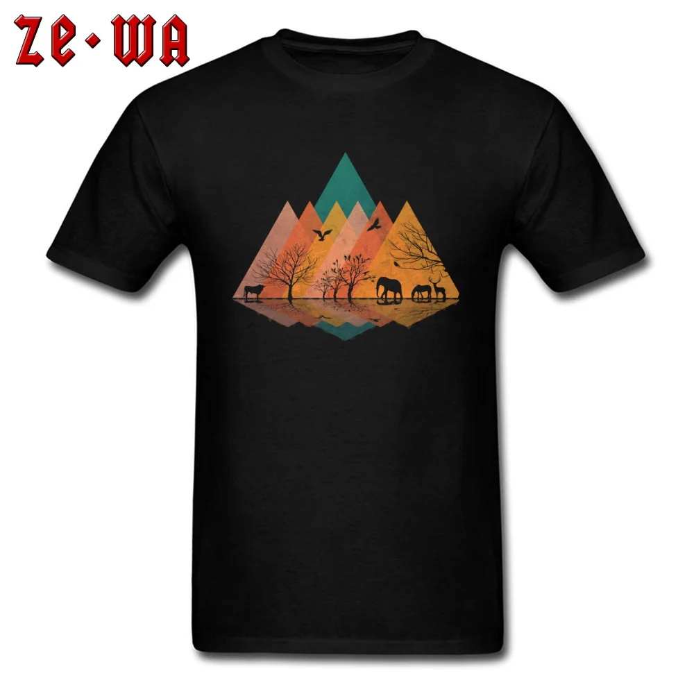 Camisa/мужская футболка с изображением животных Lansdcape топ круглым вырезом футболки