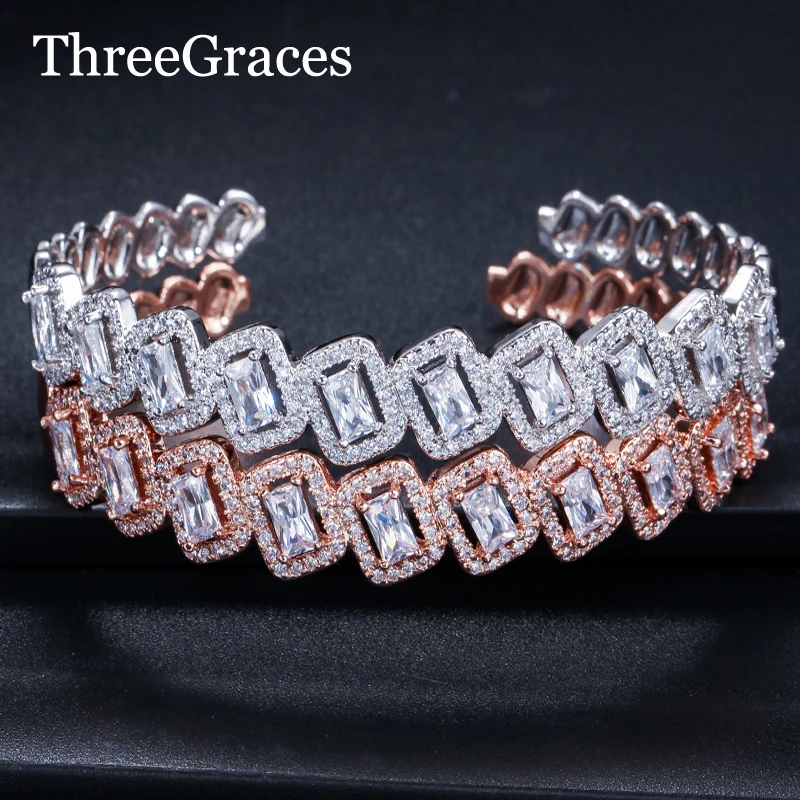 ThreeGraces Fashion Inlay Square Cubic Zirconia Stone Silver Rose Gold Color Open Cuff Bangle Bracelet for Women Gift BA021
ThreeGraces Fashion Inlay Square Cubic Zirconia Stone Silver Rose Gold Color Open Cuff Bangle Bracelet for Women Gift BA021
