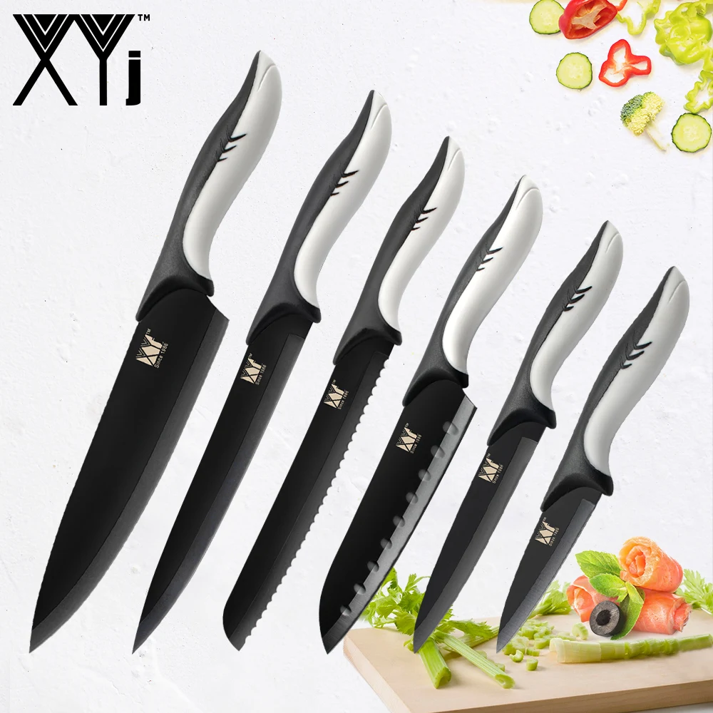 XYj Stainless Steel Kitchen Knife Cook Set Black Blade Paring Utility Santoku Chef Slicing Bread Kitchen Knife Accessories Tools
XYj Stainless Steel Kitchen Knife Cook Set Black Blade Paring Utility Santoku Chef Slicing Bread Kitchen Knife Accessories Tools