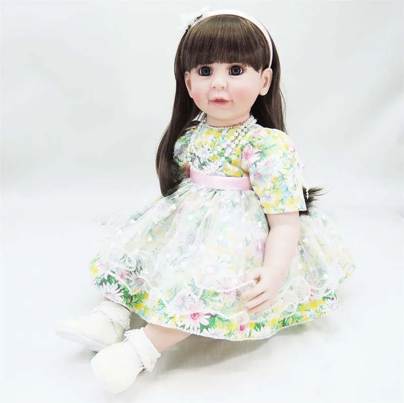 Фото 60 см Силиконовые Винил Reborn Baby Doll имитация 24 дюймов принцесса малыша как живой Bebe
