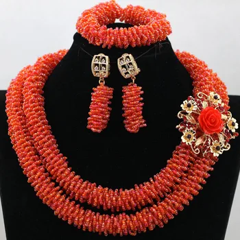 Unique Orange African Beads Wedding Necklace Set Chunky Nigerian African Set Latest Jewelrys Free Shipping HX992
Unique Orange African Beads Wedding Necklace Set Chunky Nigerian African Set Latest Jewelrys Free Shipping HX992