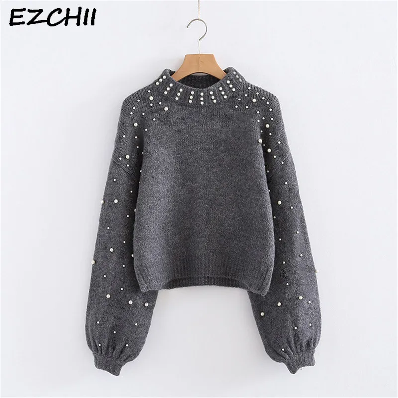 Lady's Sweater Pearl Beaded Pullover Women Winter Autumn Knitted Long Sleeve Casual Sweater and Pullovers Tops 6Q0692
Lady's Sweater Pearl Beaded Pullover Women Winter Autumn Knitted Long Sleeve Casual Sweater and Pullovers Tops 6Q0692