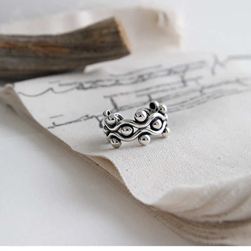 New arrival vintage pure s925 silver wave design beads layered rings for men women punk jewelry Father's Day gifts drop free 
New arrival vintage pure s925 silver wave design beads layered rings for men women punk jewelry Father's Day gifts drop free