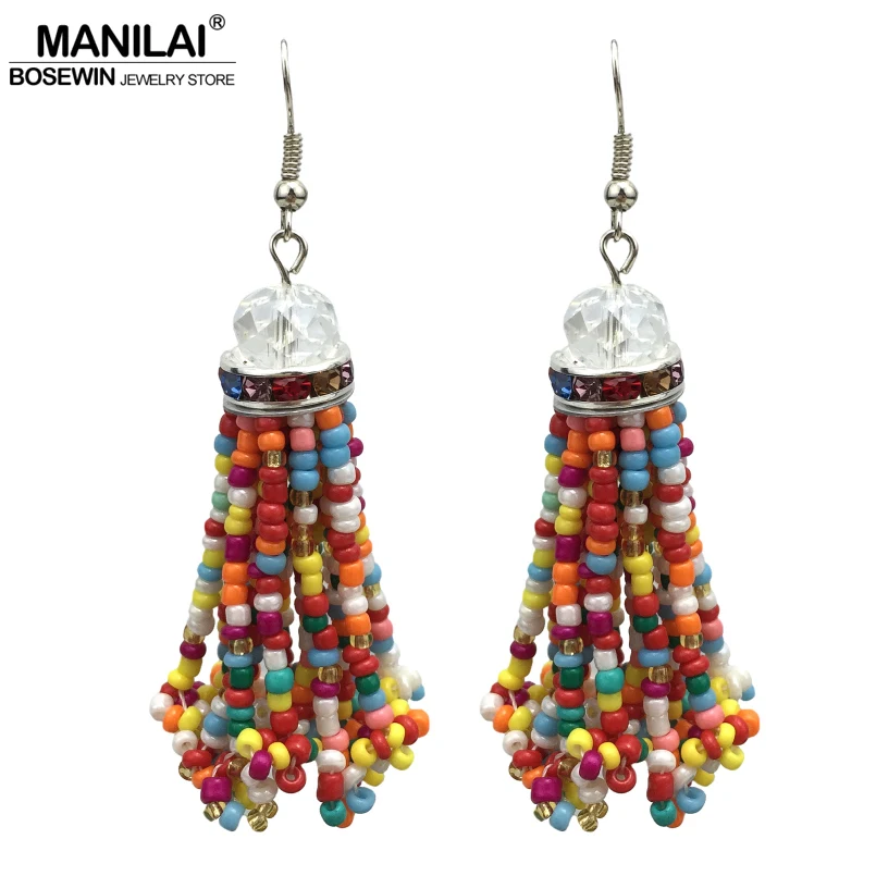 MANILAI 13 Colors Hand Made Beaded Tassel Earrings For Women Bohemia Beads Dangle Drop Earrings Ethnic Jewelry Brincos
MANILAI 13 Colors Hand Made Beaded Tassel Earrings For Women Bohemia Beads Dangle Drop Earrings Ethnic Jewelry Brincos