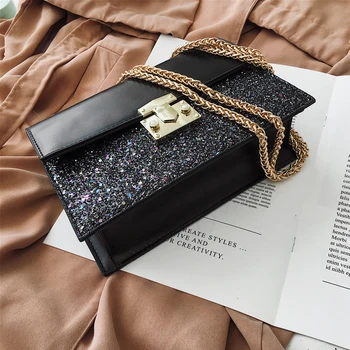 Sequin Small Square bag Lock Flip bag 2019 Fashion New Quality PU Leather Women's Designer Handbag Chain Shoulder Messenger Bag
Sequin Small Square bag Lock Flip bag 2019 Fashion New Quality PU Leather Women's Designer Handbag Chain Shoulder Messenger Bag
