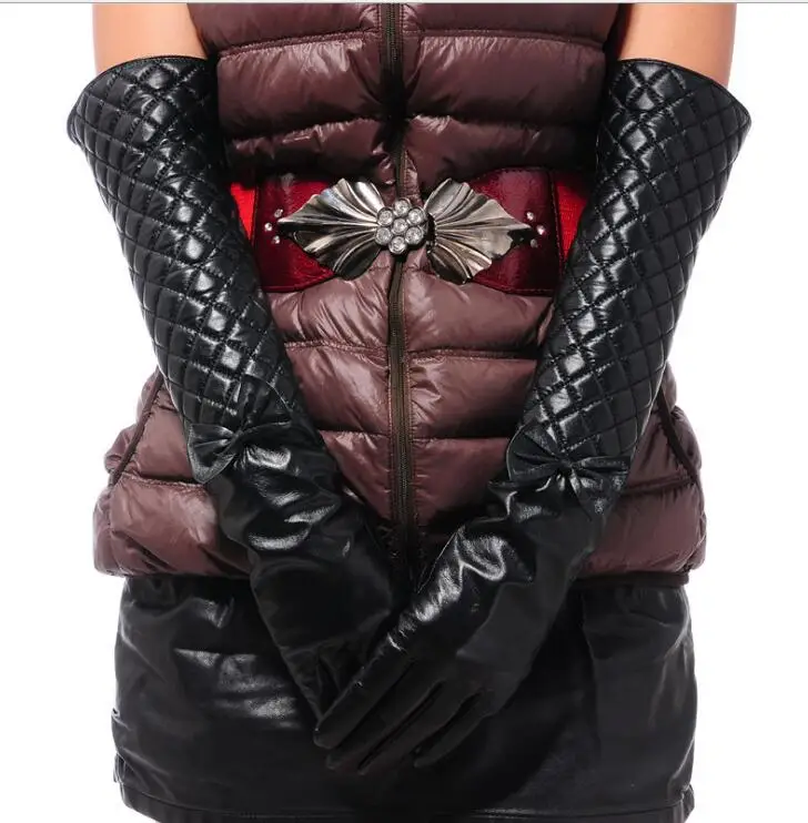 Women's winter thicken fleece lining long glove lady's natural sheepskin leather glove checked plaid driving glove R306
Women's winter thicken fleece lining long glove lady's natural sheepskin leather glove checked plaid driving glove R306