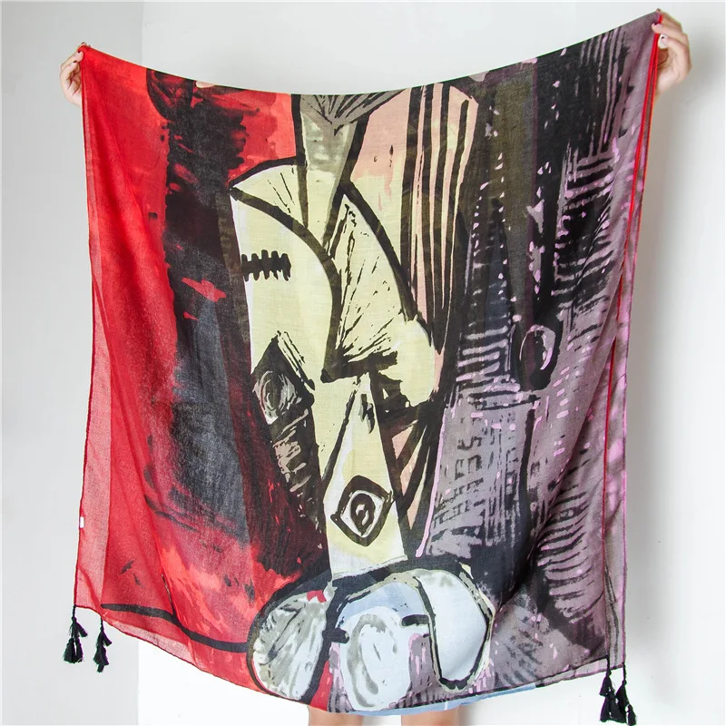 2018 Autumn Winter Abstract Painting Tassel Viscose Scarves Big Size Beach Stoles Lady Shawls and Wraps Pashmina Muslim Hijab
2018 Autumn Winter Abstract Painting Tassel Viscose Scarves Big Size Beach Stoles Lady Shawls and Wraps Pashmina Muslim Hijab