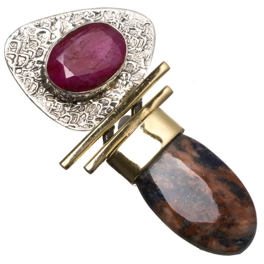 Natural Two Tones Cherry Ruby and Navy Sodalite Unique 925 Sterling Silver Pendant 2" T0208
Natural Two Tones Cherry Ruby and Navy Sodalite Unique 925 Sterling Silver Pendant 2" T0208