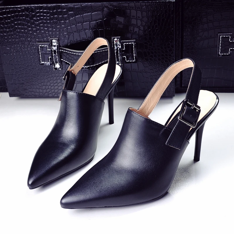 2017 New Famous designer slingbacks pumps black buckle heels pointed toe women genuine leather high heel shoes Spring brand
2017 New Famous designer slingbacks pumps black buckle heels pointed toe women genuine leather high heel shoes Spring brand